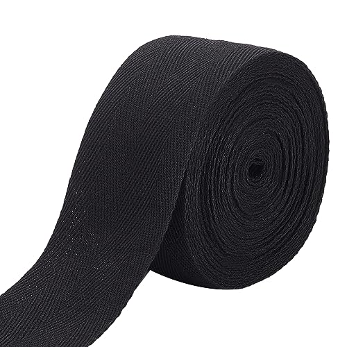 BENECREAT 9.84 Yards Black Herringbone Cotton Twill Tape Ribbon