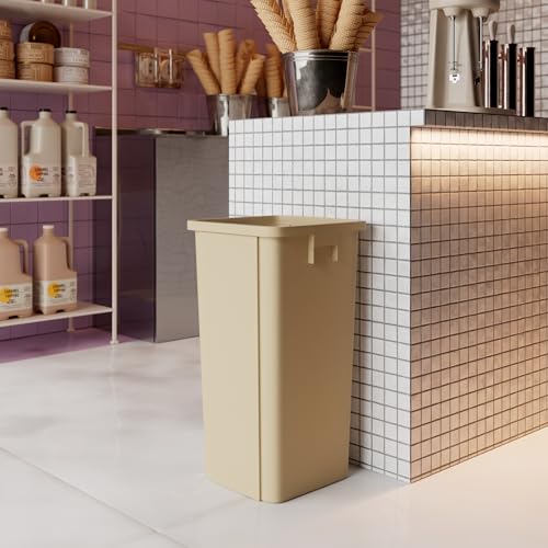 Caneca de basura cuadrada beige 23 galones comercial miniatura 5