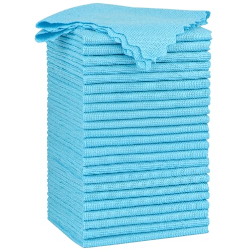 Image of Orighty Cleaning Cloths 12x12 inch, Pack of 24, Highly Absorbent Microfiber Cleaning Supplies, Lint Free Cloths for Multiple-use, Powerful Cleaning Rags for House, Kitchen, Car Care (Blue)