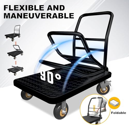 Image of GOBBLER Portable Platform Trolley Cart for Lifting Heavy Weight, 400 Kg Capacity Dolly Push Cart, Black (GB TR 400)
