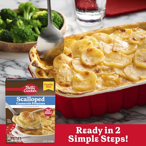 Image of Betty Crocker Scalloped Casserole Potatoes, Made With Real Cheese, Family Size, 7 oz Box (Pack of 12)