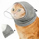 Clorvint Cat Muzzle for Grooming, Breathable Mesh Cat Head Cover with Soft TPU Beak to Prevent Biting, Stress-Free Nail Trimming & Bathing for Kittens & Cats, M