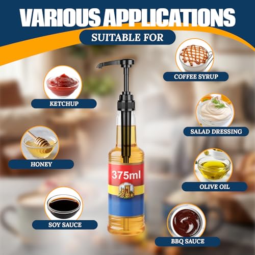 Image of Zopeal 8 Pieces Coffee Syrup Pump Dispenser Fits 375ml /12.7oz Bottles, Syrup Pump for Coffee Flavoring, Creamers, Caramel, Beverages, Kitchen Cafe Bar Drinking Mixes Food Dispenser(Black)