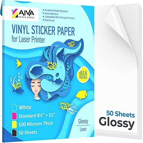 Waterproof Stickers A-SUB Waterproof Glossy Vinyl Sticker Paper For Inkjet Printer 25 Sheet ...