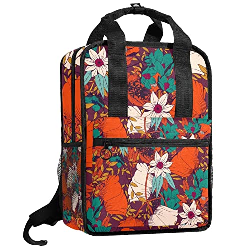 Cartable pour filles et garçons à motif fleurs colorées avec bretelles réglables