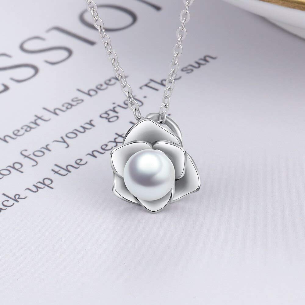LYGBAOFUL Fiore con Collana di Perle Ciondolo Ciondolo Gioielli a Catena Lunga Regalo per Donne Ragazze Goccia