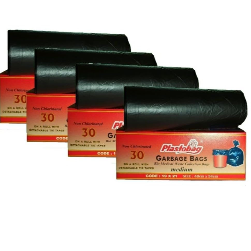 Plastoobag Garbage Bags 19X21 inches | 120 Bags | Pack Of 4 | Medium Size | Trash Bags | Dustbin Bags | Dustbin Covers | Black Color (B0DD7YFYQD) Amazon Price History, Amazon Price Tracker