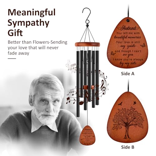 Image of Memorial Gifts for Loss of Husband,Memorial Wind Chimes 25'', Loss of Husband Sympathy Gifts, Home Decor Outdoor Garden, Soothing Melodic Tones with Mute Option