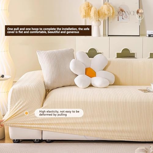 Housse de canapé extensible velours 3 places protection sectionnel - 6