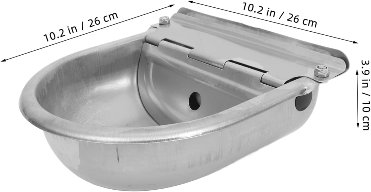 POPETPOP Automatic Water Dispenser Livestock Drinking Bowl Stainless Steel for Cows Horses Sheep
