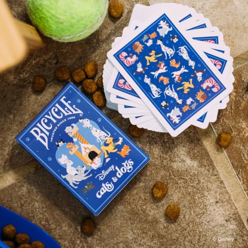 Image of Bicycle Disney Cats and Dogs Playing Cards Lady Tramp Chesire 1 Deck | Disney dogs in black suits cats in red, Ensemble card back with Dalmatians Lady and Tramp and Cheshire Cat