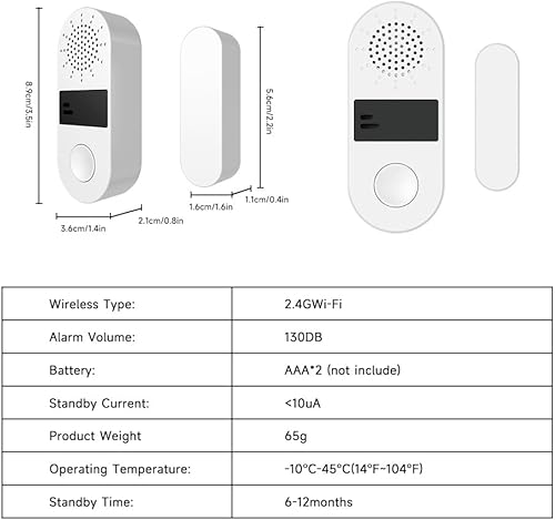 Miniatura 3 de Tuya - Alarma de puerta y ventana, sensor de puerta y ventana de 130 dB para seguridad del hogar, seguridad de los niños, seguridad de la piscina,