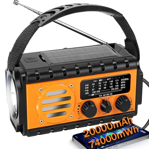 Radio randonnée et camping solaire dynamo batterie 20000mAh et lampe LED