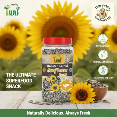Image of Turf Fresh Roasted Salted Jumbo Sunflower Seeds,Surajmukhi Beej - The Ultimate Superfood Snack! A+ GRADE SEEDS Healthy Snacks (200G Chatori Pack)