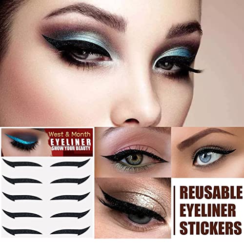Phoebel Stick On Eyeliner Strips, 40Pcs 8 Color Waterproof Reusable Eyeliner Strips Easy To Use And Remove #TOP3