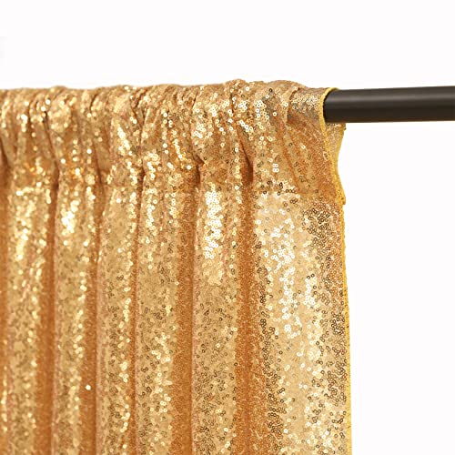 Gold Sequin Backdrop Curtain Panels Stage 2 Pieces 2Ftx8Ft Wedding Party Background Drapes #TOP4