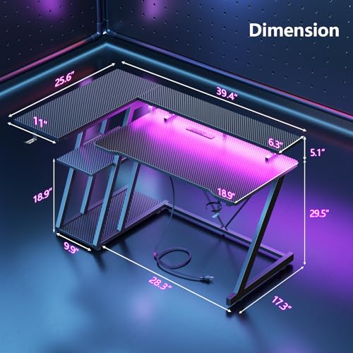 Korfile Gaming Desk 40-inch Black thumbnail 2