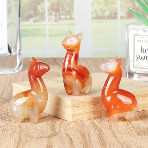 Estatua de Alpaca de Cristal Ágata Roja 2.5 pulgadas miniatura 4