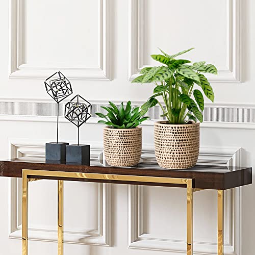 Jofamy Gold Flower Pots For Indoor Plants, 2 Pack 6/5 Inch Ceramic Plant Pots Planters With Drainage Hole, Stopper, Foam Pads Perfect For Home Decor, Holidays, And Birthday Gifts #TOP1