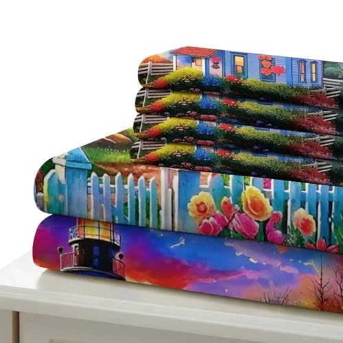 Housse de couette Le Phare anti-plis en microfibre avec zip lit double