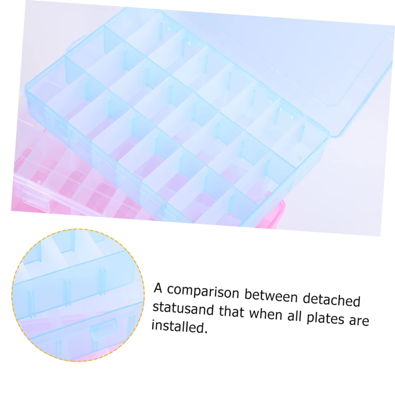 Uonlytech 2sets Stoccaggio Plastica Con Scomparti Rimovibili Contenitore Multifunzionale Per Gioielli e Componenti Elettronici Misti Blu Rosa e Trasparente