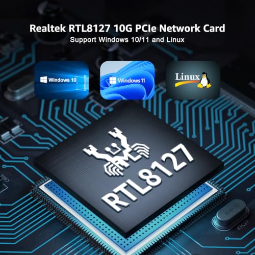 Image of NICGIGA 10Gb PCIe 4.0 x1 Network Card, Realtek RTL8127 Ethernet Adapter.