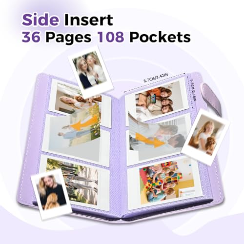 Álbum de Fotos para Fujifilm Instax Mini, 108 Bolsillos, Compatible con Instax Mini 13/12/11/40/Evo/Link 3, Álbum para Fotos 2x3 para Polaroid Snap, Canon Ivy 2, HP Sprocket y Photocards (Morado Soñador) miniatura 5