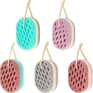 Boao 5 Pieces Soft Bath Sponge Shower Natural Gentle Soothing Body Fiber Exfoliating Shower Sponge Wash Bouquet for Women Men, Random Color(Attractive Color)