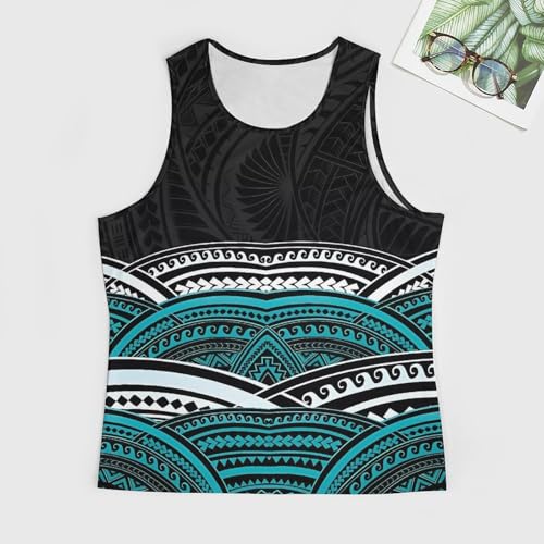 JooMeryer Polynesian Tank Top for Men Tribal American Samoa Printed Workout Gym Muscle T-Shirt3