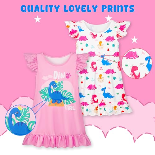 2Pcs Girls Dress 3-7 Years Princess Short Sleeves Soft Night Sleep Dress for Girls to Wear in Night2