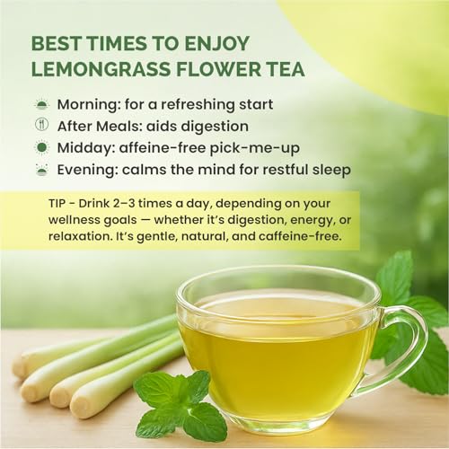 Image of Nutty Organics Lemongrass Tea | 100% Natural Herbal Tea for Detox & Digestion | Caffeine-Free | 100g (50 Cups)
