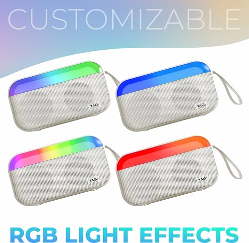Image of TAG Ray 5W Portable Wireless Bluetooth Speaker with Dynamic Stereo Sound | Customizable RGB LED Lights | TWS Feature | Supports Micro SD Cards, FM, USB | Comes with Inbuilt Mic (White)