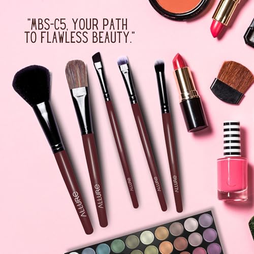 Image of Allure Makeup Brush Set - Set Of 5 Face & Eye Makeup Brushes