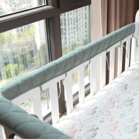 Crib Bumper, Soft Anti Bite Padded Baby Crib Rail Cover, Safe Teething Guard Wrap Baby Proofing Edge and Corner Guard, Padded Baby Crib Rail Cover Protector Set(Green,size:14.5 * 120cm) Cover