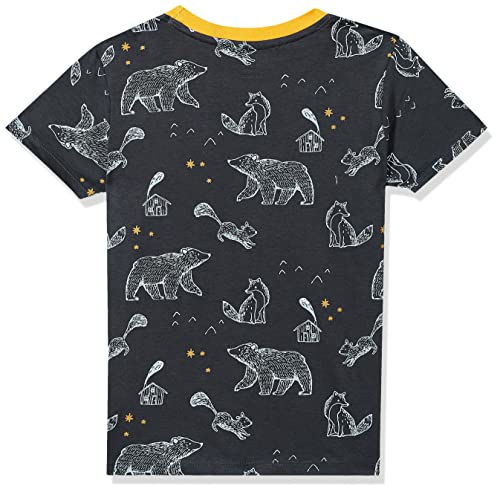 Image of miniklub Boys Charcoal Grey And White Printed Cotton Pure Cotton T-Shirt