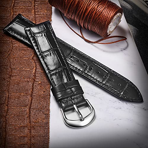 Lederen horlogeband, Alligator Embossed vervangende band voor mannen of vrouwen keuze van 16mm 18mm 20mm 22mm met zilverkleurige gesp - Afbeelding 5