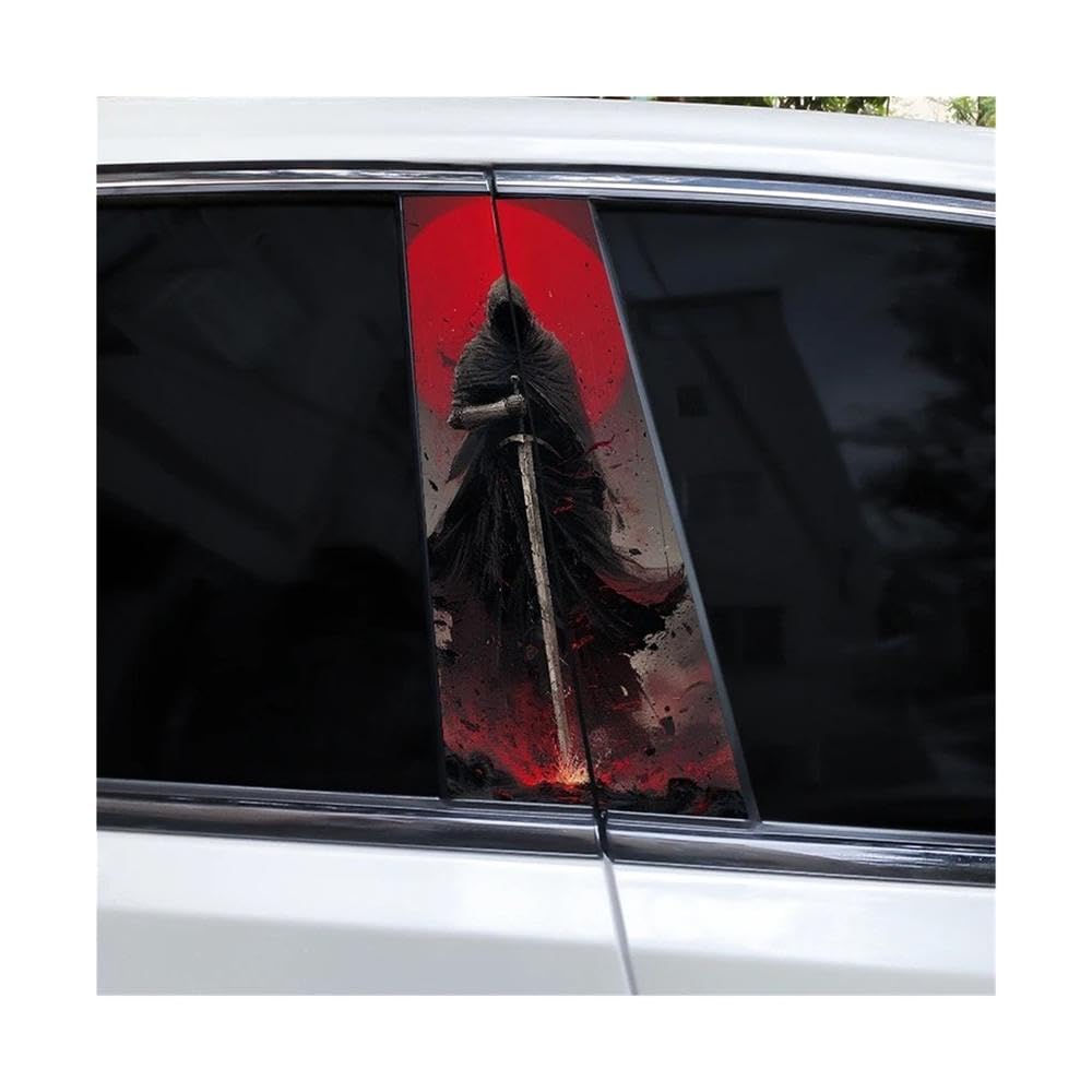 Bertdcx D 2Pcs Samurai Car Waterproof Sticker Iy Car Oor Pillar Ecal Cover Scratch Sticker Auto Parts(D)
