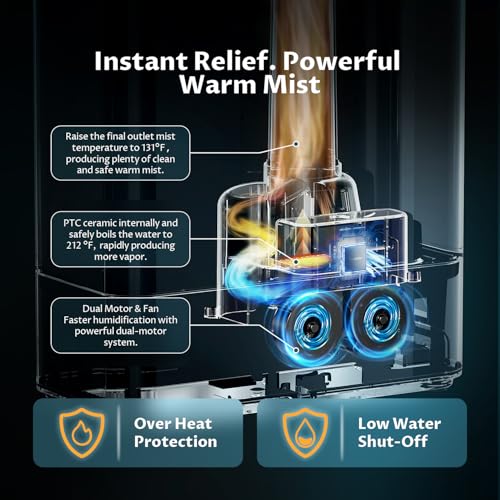 Image of BREEZOME 8L Humidifiers for Bedroom, Warm & Cool Mist for Large Room Home, Top Fill Ultrasonic Humidifier, Humidity Sensor, Essential Oil, 60H Runtime, Quiet for Baby, Plants, Fast Relief