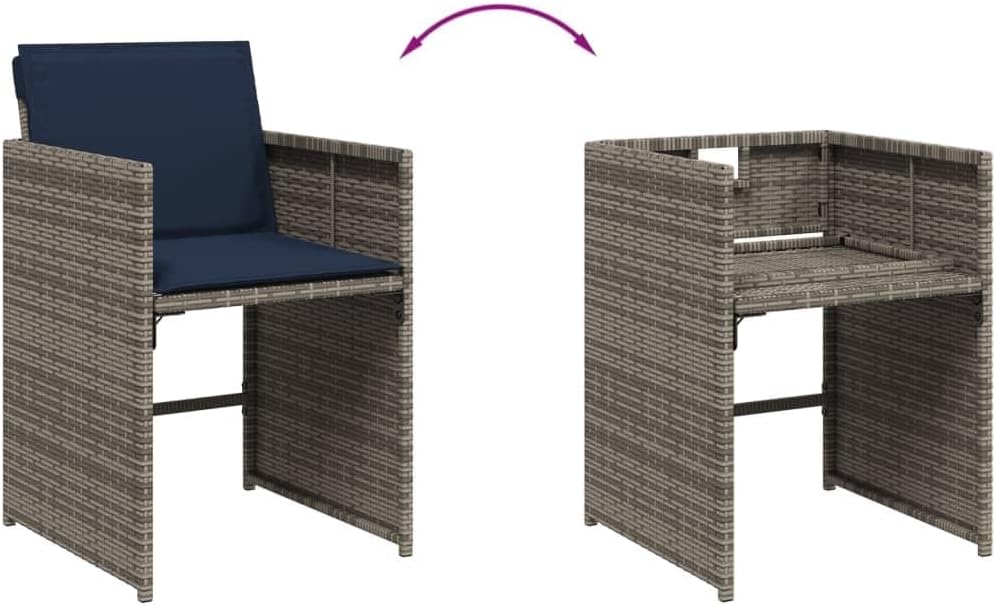 8 Piece Wicker Rattan Set with Cushions Table Chairs Outdoor Patio Furniture Conversation Sets for Backyard Porch Balcony Poolside Garden