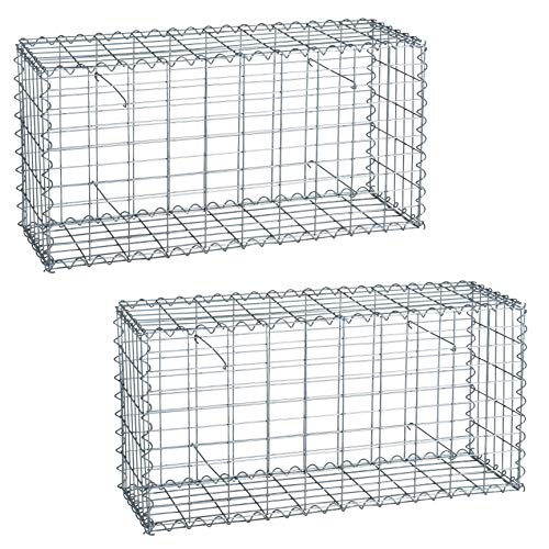 ESTEXO Lot de 2 gabions 100 x 50 x 30 cm, avec spirales et entretoises