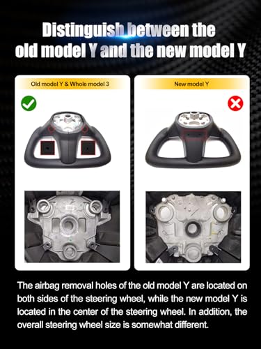 ZIMABLUE Yoke Steering Wheel for Model 3/Y-2017-2023 Real Carbon Fiber Steering Wheel with Heating Function Compatible with Tesla Model 3 Y