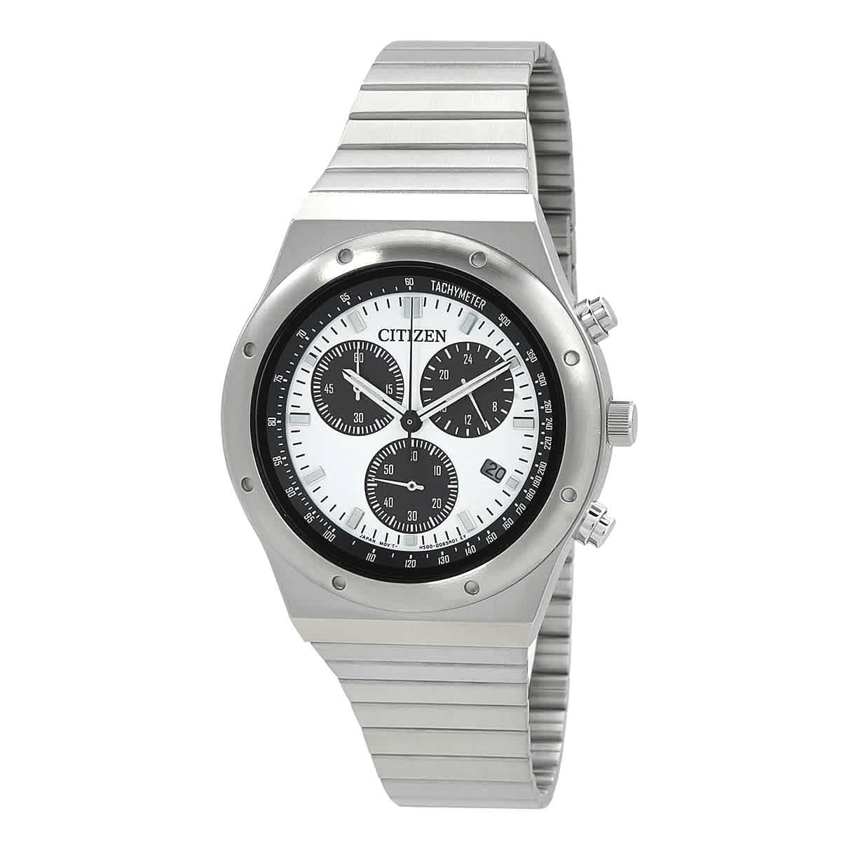 Citizen Mens Stainless Steel Chronograph Quartz White Dial Analog Watch At2541-54A, Band Color:Silver (B0CH3KT7TT) Amazon Price History, Amazon Price Tracker