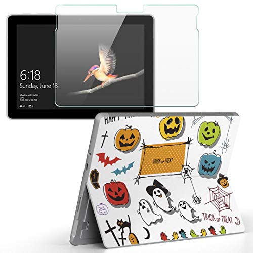 igsticker Surface Go/Surface Go 2 専用スキンシール ガラスフィルム セット 液晶保護 フィルム ステッカー アクセサリー 保護 011695 おばけ ハロウィン ジャックランタン
