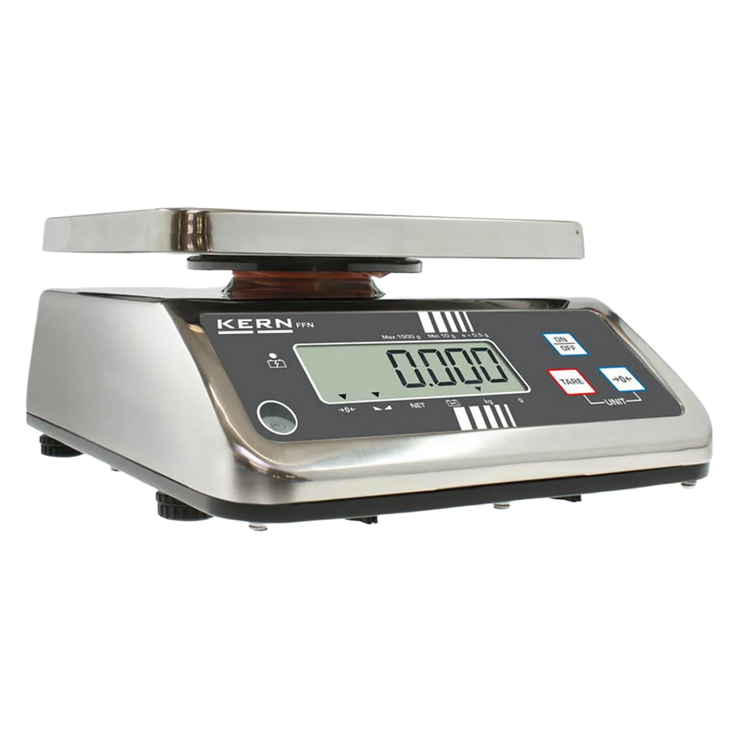 KERN Báscula de mesa de acero inoxidable con protección IP, robusta, clase de protección IP65, rango de pesaje de 15 kg, legibilidad 2 g