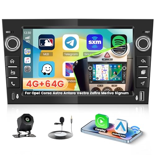 Roinvou 4+64G Radio Android 15 para Opel Corsa Astra Antara Vectra Zafira Meriva Signum Carplay Android Auto, 9'' Incell Screen Táctil Radio(Negro) GPS Bluetooth EQ WiFi RDS FM SWC Cámara Trasera