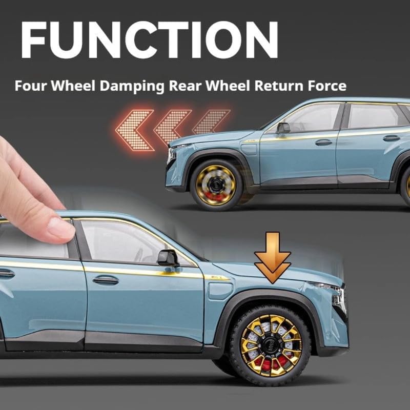 Image of 1:24 BMW XM Model Car Alloy Diecast Pull Back Toy with Lights & Music Openable Doors Metal Sports Car for Kids & Collectors Realistic Design Gift for Boys & Girls (Blue)