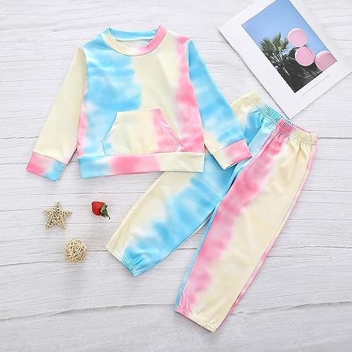 Toddler Boys Girls Autumn Winter Sports Long Sleeve Round Neck Tie Dye Printed Sweatshirt Fashion (Blue, 3-4 Years)3