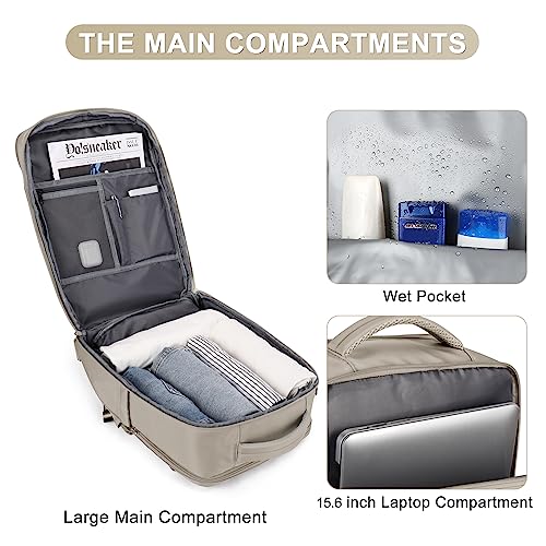Image of coofay Laptop Travel Backpack For Women Men Airline Approved Carry On Bags For Airplanes Underseat Luggage Backpack For Traveling On Airplane Personal Item Travel Bag For Airlines Light Brown