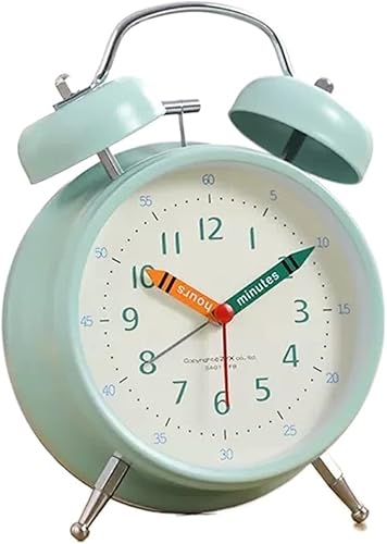 Alarm Clock Bedroom 4" Twin Bell Alarm Clock, Non-Ticking Silent, Backlight, Battery Operated Loud Alarm Clock, Clock for Bedroom Table Clock