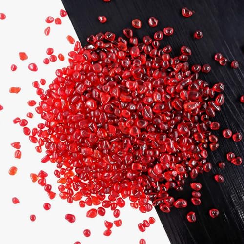 Image of 1 LB (460g) Tumbled Irregular Sea Glass Gemstone Chips, Red | Vibrant Long-Lasting Hues, Premium Polished, Safe Non-Toxic Material, Ideal for DIY Crafts & Decorations